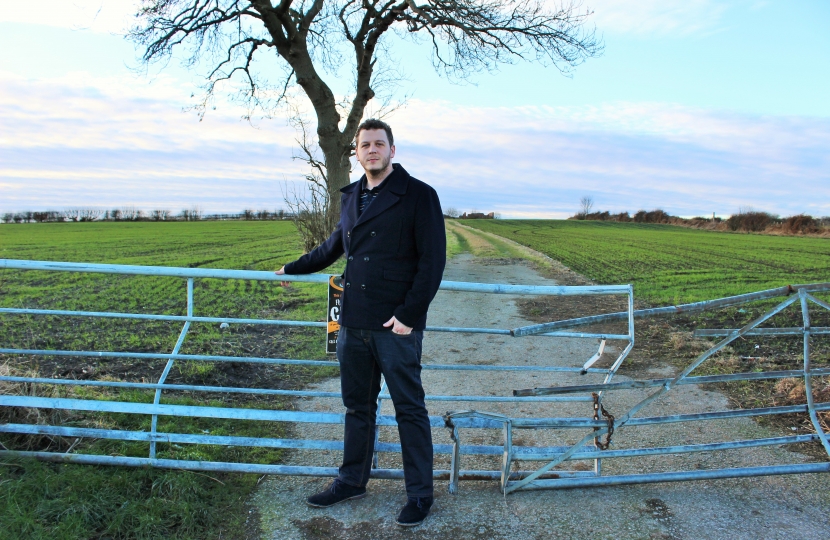 Alex Dale at proposed fracking site at Bramleymoor Lane