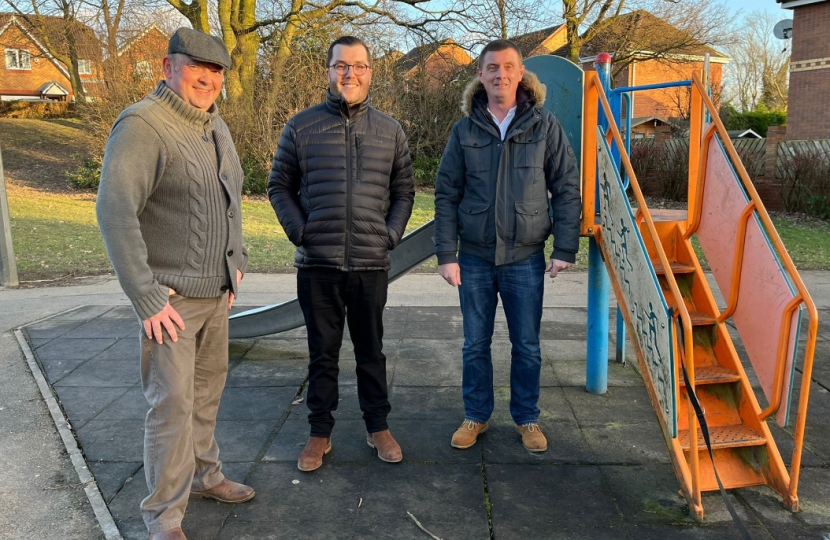 Pictured are Killamarsh Cllrs Steve Clough, David Drabble, Alex Platts at Crofters Close play area